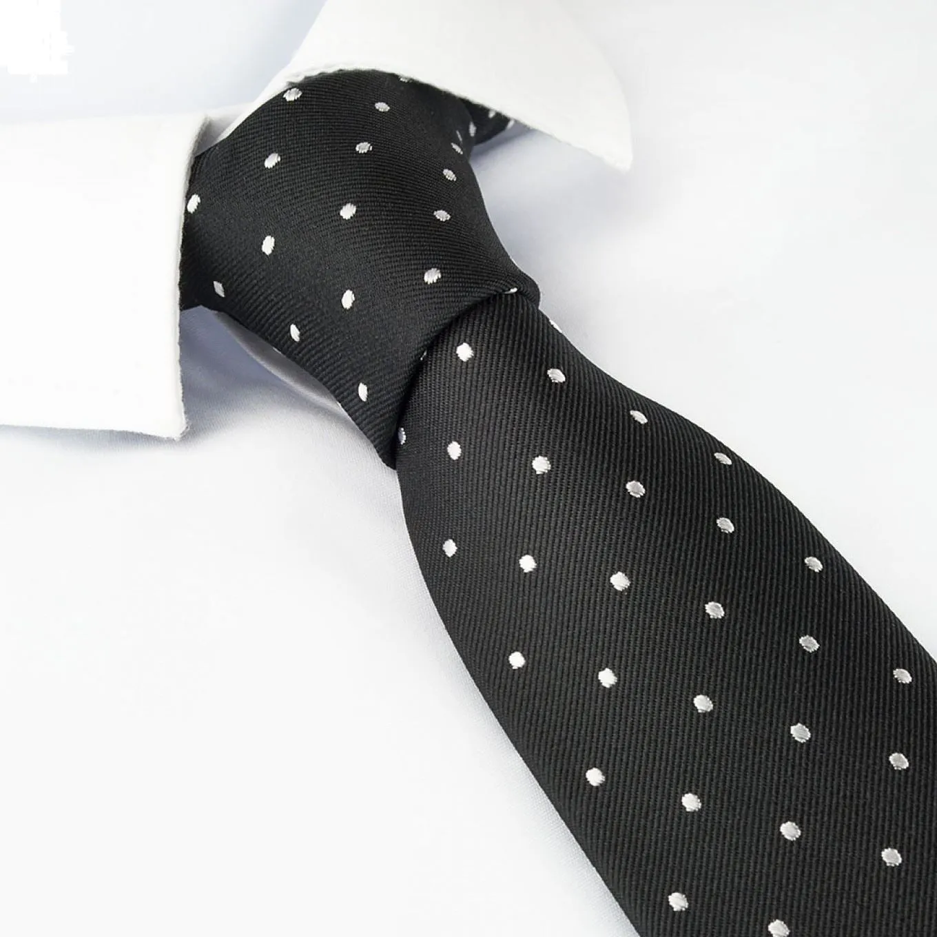 Black Polka Dot Silk Slim Tie