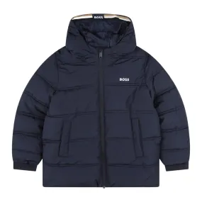 BOSS Kids Logo Navy Puffer Jacket