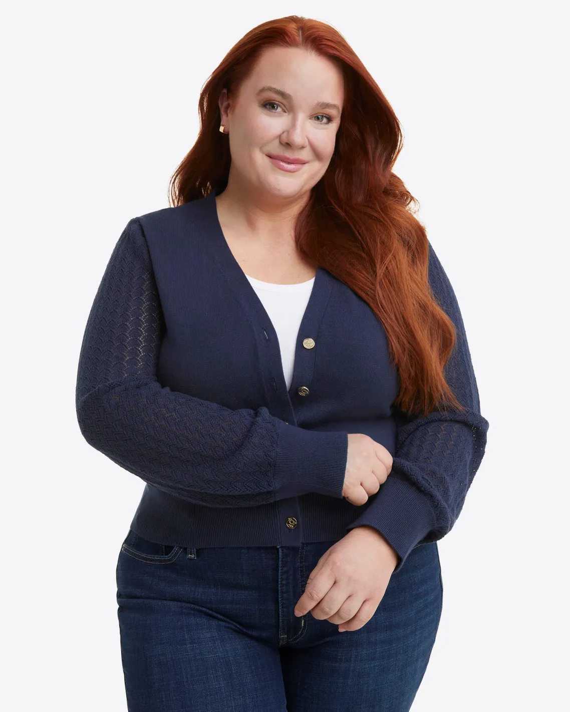 Button Front Cardigan in Navy