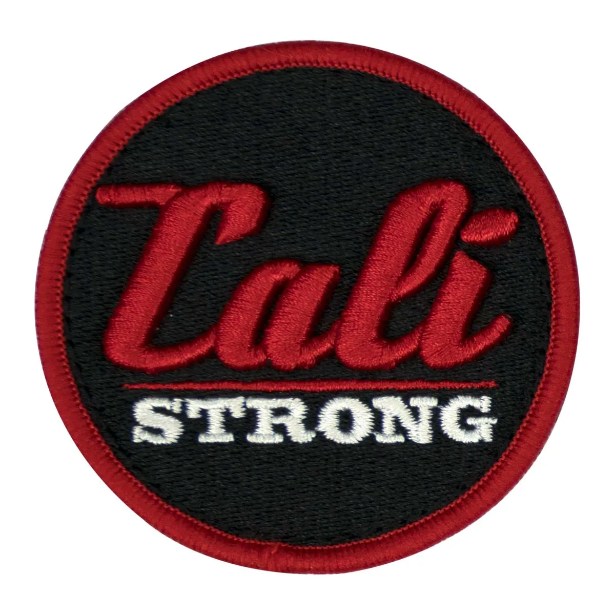 CALI Strong Black Red White Round 3D Hook-and-Loop Morale Patch