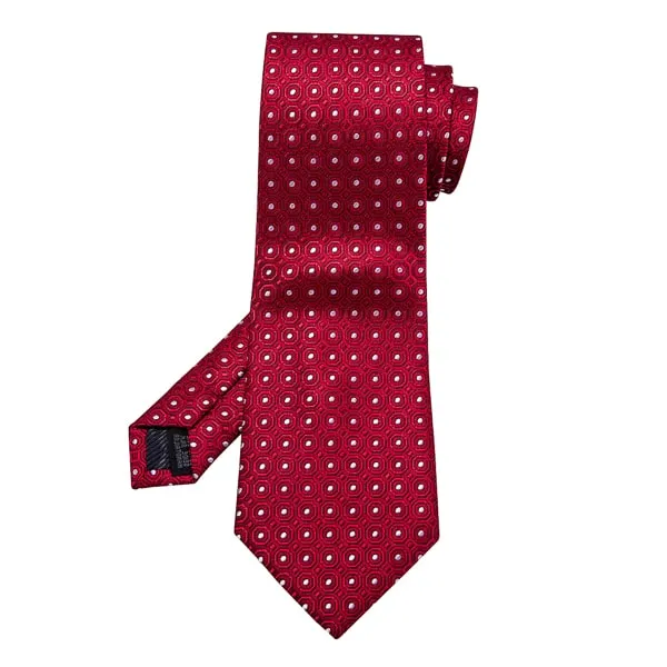 Classy Men Red Designer Polka Dot Silk Tie