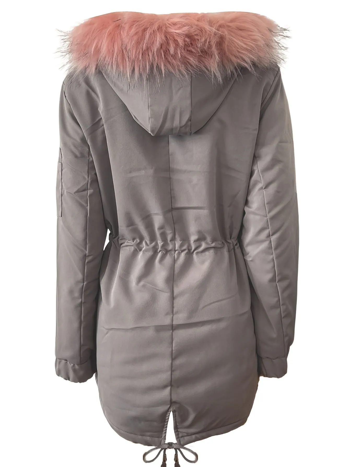 Cozy & Chic Women’s Hooded Coat with Drawstring & Button Details - Midi Length, 100% Polyester”