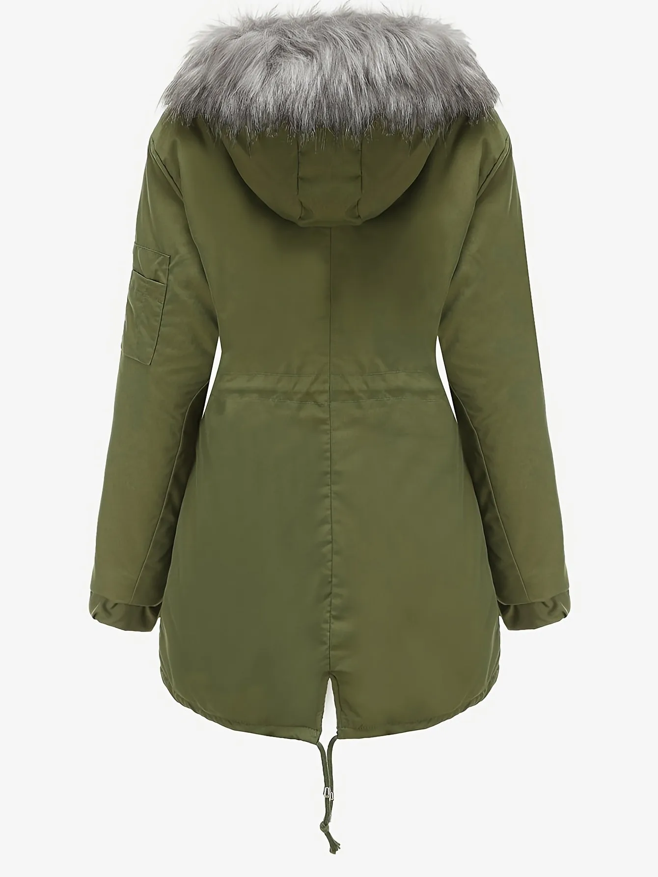 Cozy & Chic Women’s Hooded Coat with Drawstring & Button Details - Midi Length, 100% Polyester”