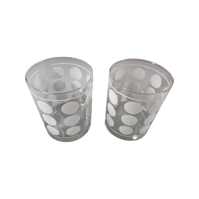 Georges Briard Signed Mid-Century White Dot 2-Piece Cocktail Set