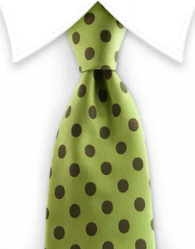 Green Tie with Khaki Polka Dots