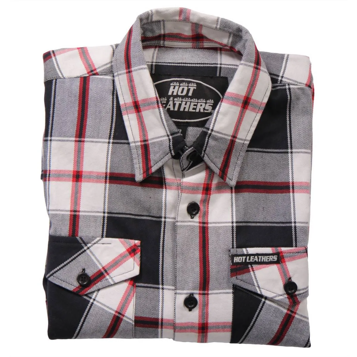 Hot Leathers FLM2003 Men's Black White and Red Long Sleeve Flannel