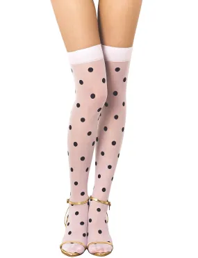 iB-iP Women's Polka Dots Seamless Stylish Stocking Thigh High Hold-up Stockings