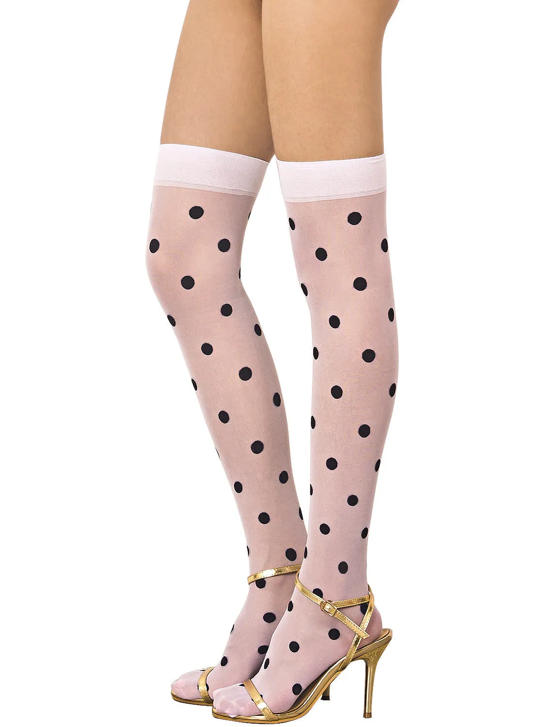 iB-iP Women's Polka Dots Seamless Stylish Stocking Thigh High Hold-up Stockings