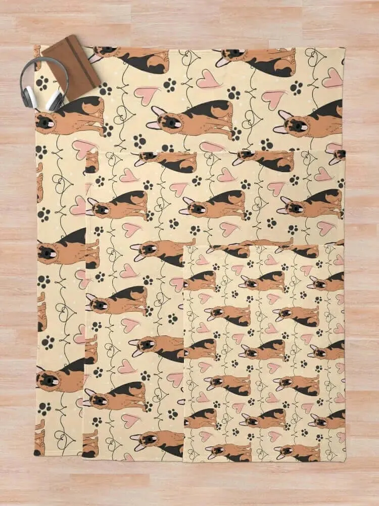 LOVE Floral German Shepherd Flannel Blanket