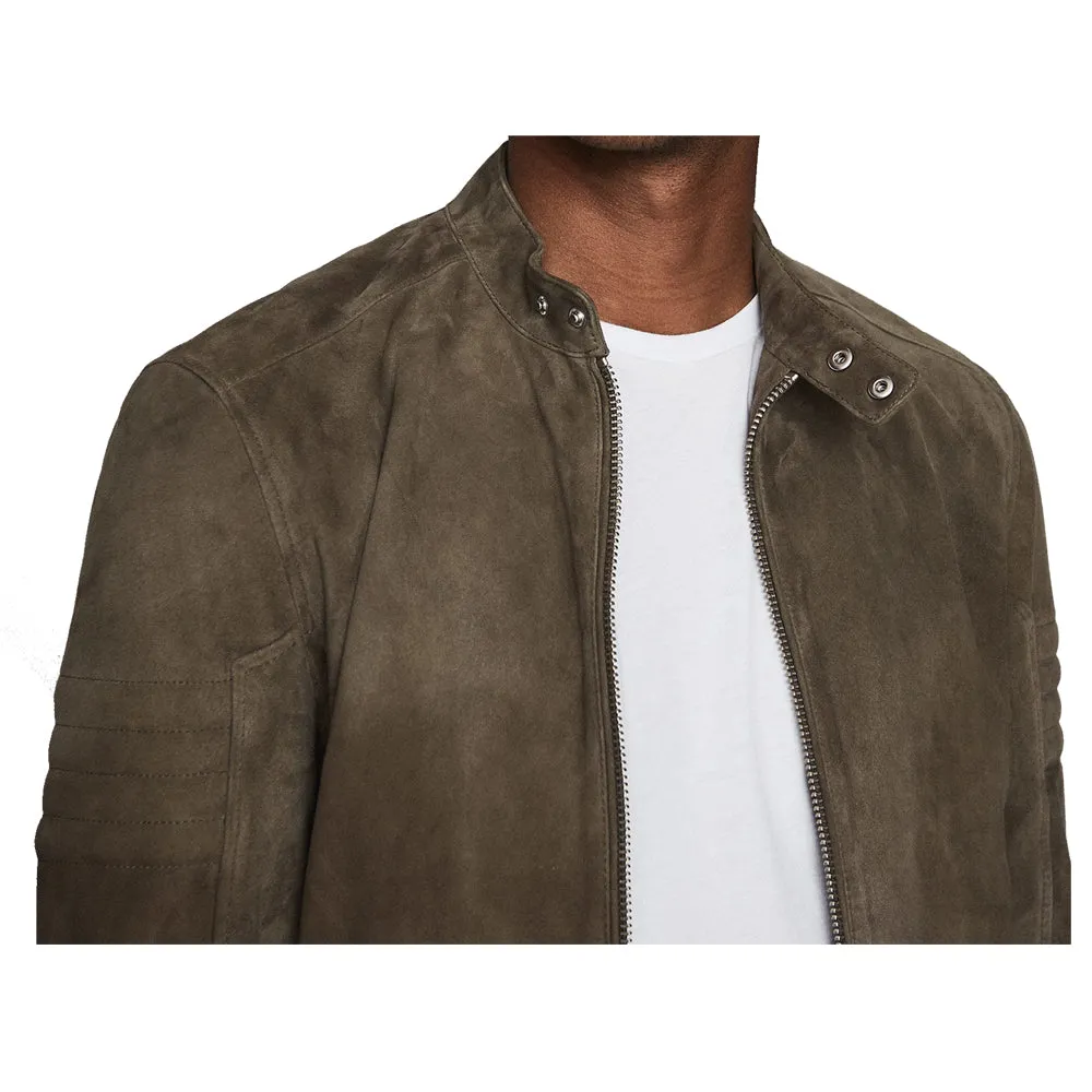 Men Motorcycle Rider Suede Leather Jacket