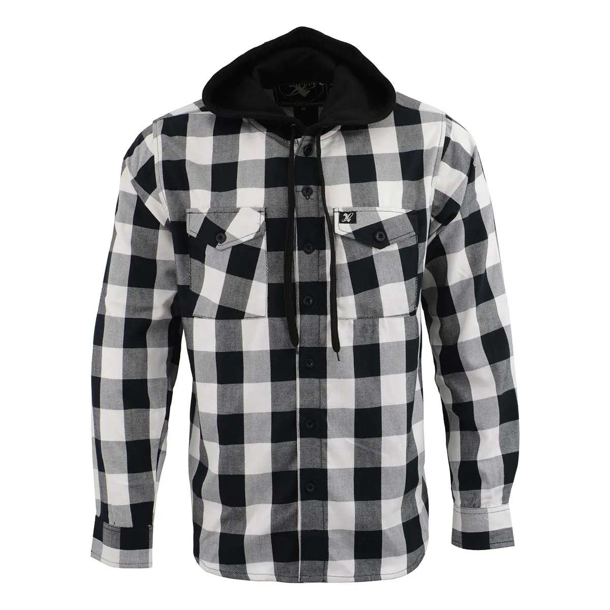 Milwaukee Leather Men's Flannel Plaid Shirt Black and White Long