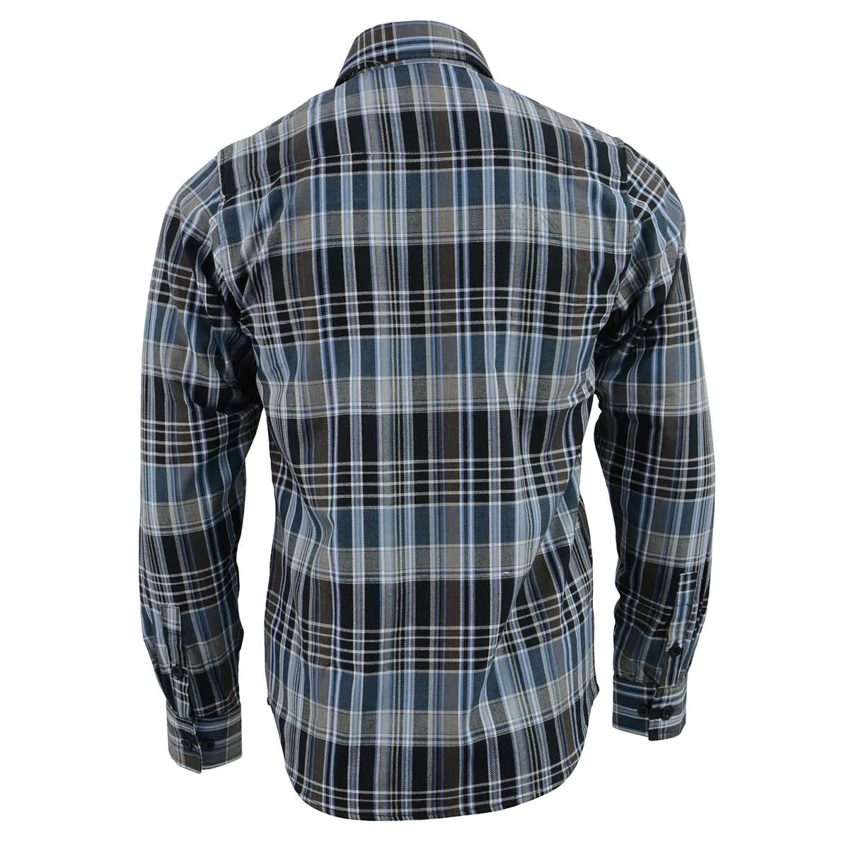 Milwaukee Leather Men's Flannel Plaid Shirt Black and White with Blue