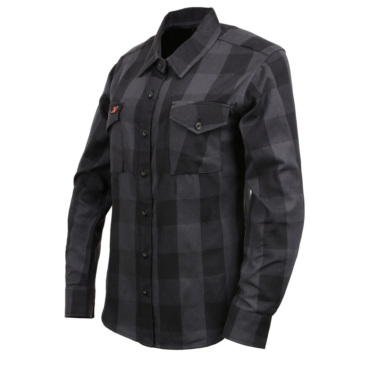 Milwaukee Leather MNG21608 Women's Casual Dark Gray and Black Long Sleeve Cotton Casual Flannel Shirt