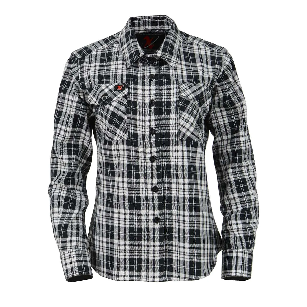 Milwaukee Leather MNG21615 Women's Black and White Long Sleeve Cotton Flannel Shirt