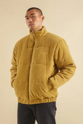 MUSTARD CORD PUFFER COAT