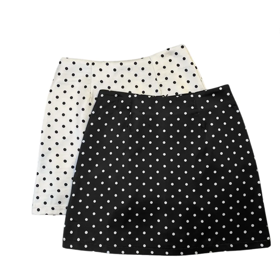 Pre Order: Polka Dot High Waist A-Line Skirt