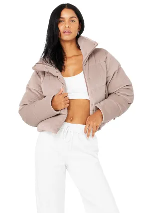 Ribbed Velour Gold Rush Puffer - Dusty Pink