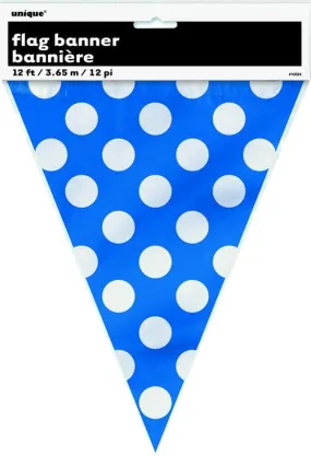 Royal Blue Polka Dot Flag Banner 12ft