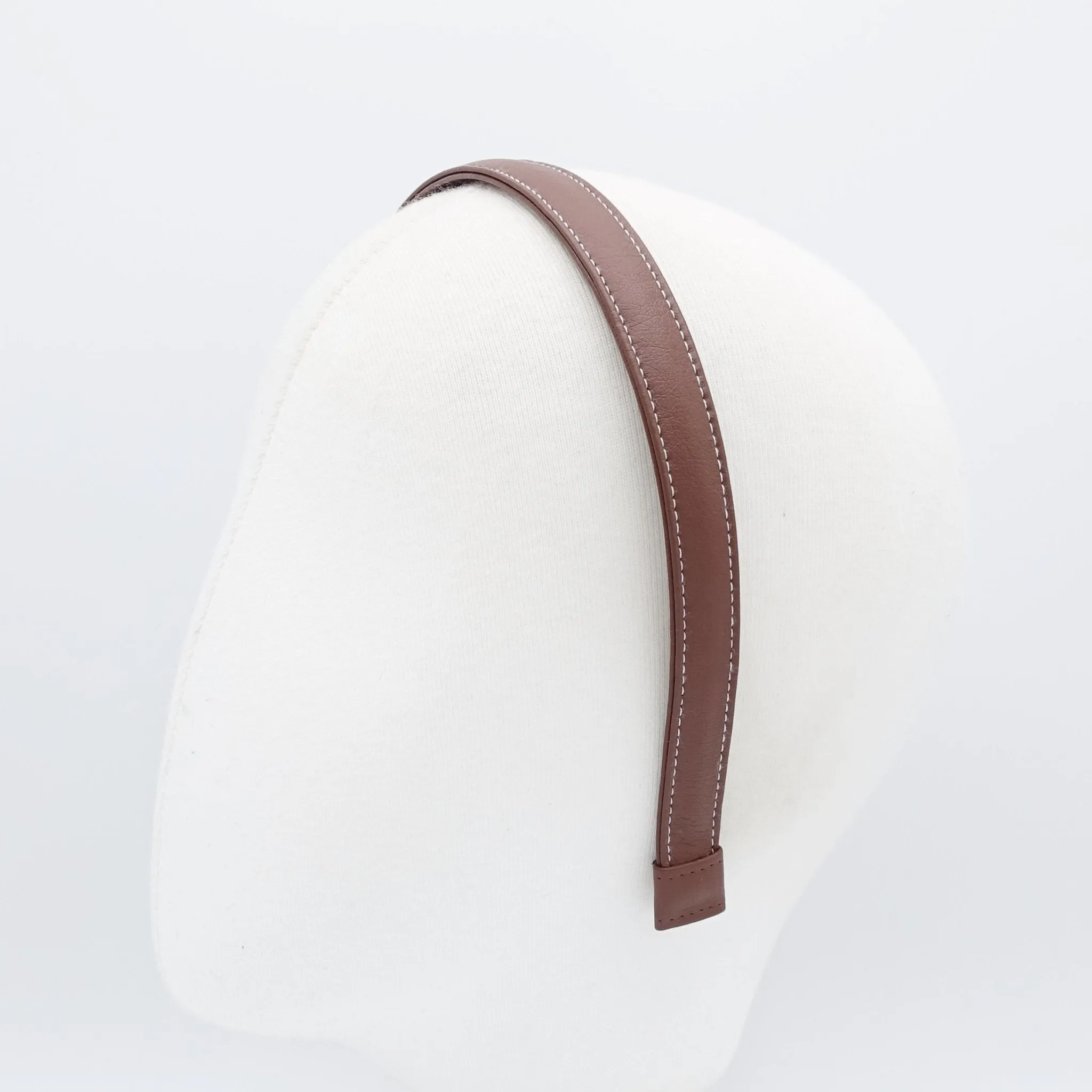 stitch edge leather basic headband women hairband