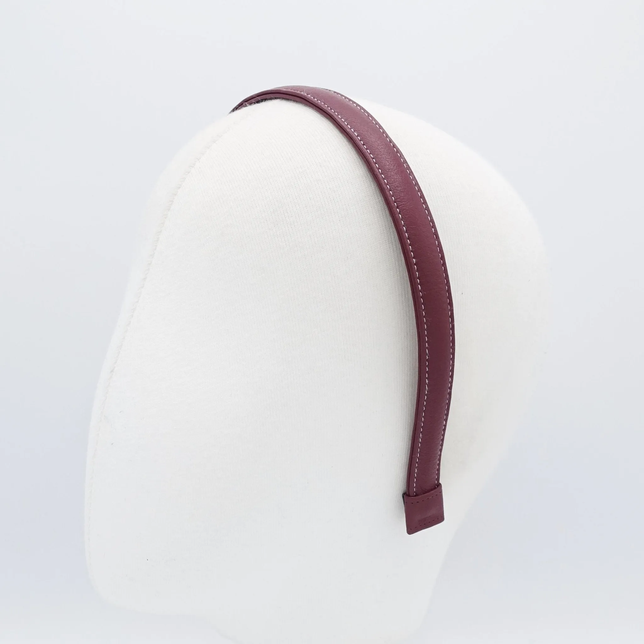 stitch edge leather basic headband women hairband