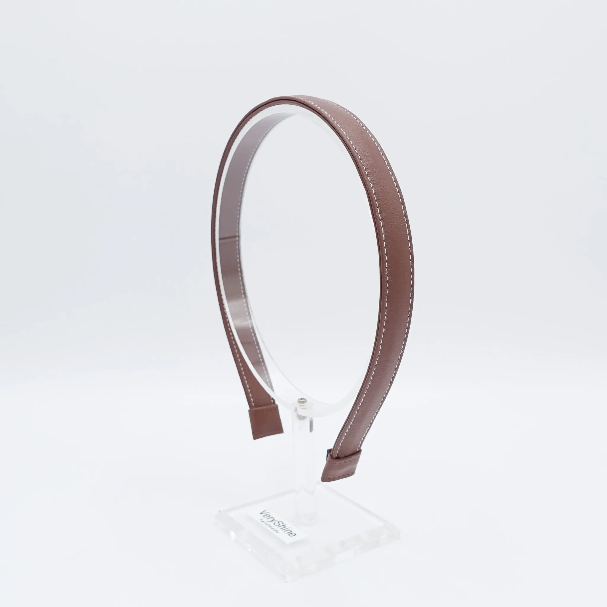 stitch edge leather basic headband women hairband