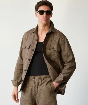 Textured Tailored Shirt Jacket in Brown