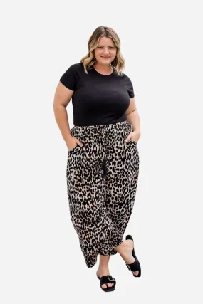 Wide Leg Relaxed Fit Pants - Leopard