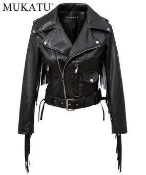 Women Autumn Motorcycle Faux Leather Jackets